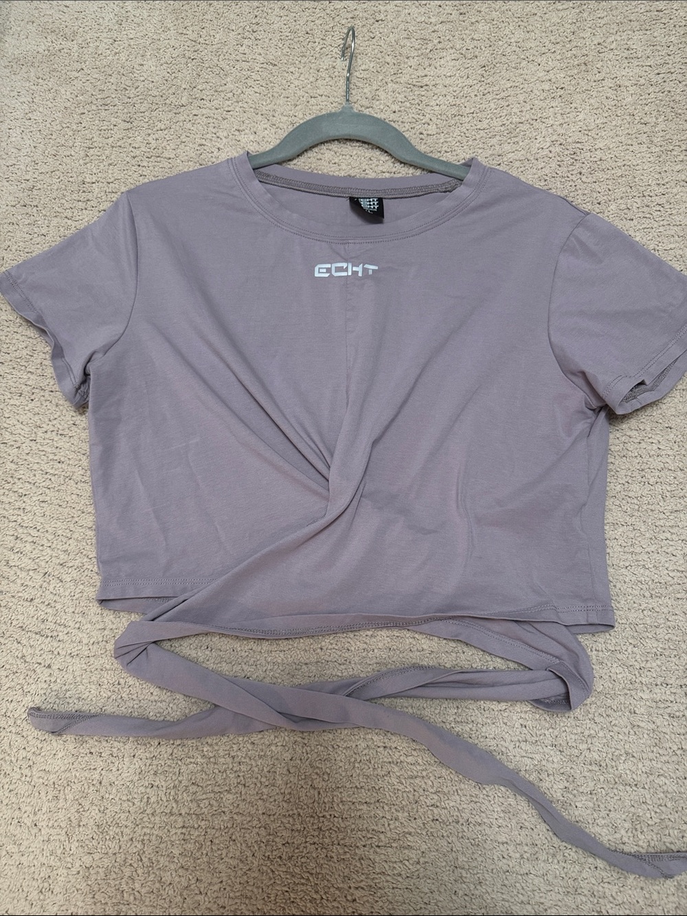 ECHT Light Lavender Twist-Front Tie Crop Top